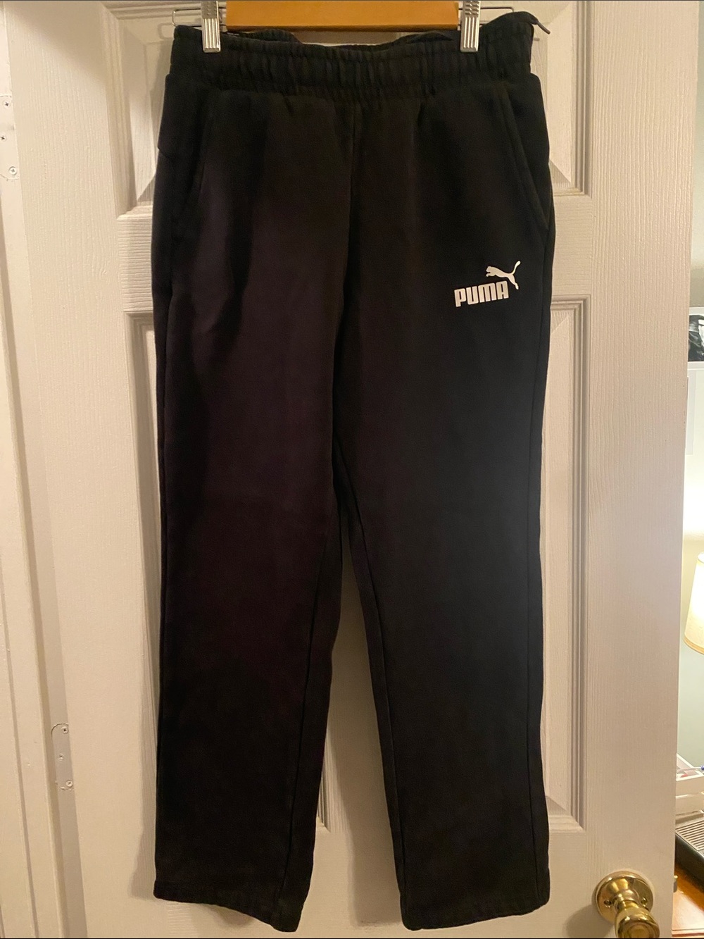 Puma Men’s Black Sweatpants with White Logo